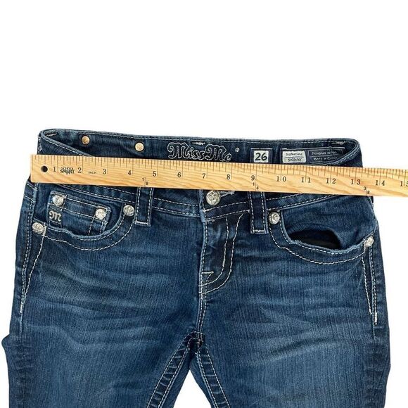 Miss Me Women's Denim Jeans Signature Skinny Sequin Beaded Pockets JP70805 Sz 26 - Picture 8 of 11
